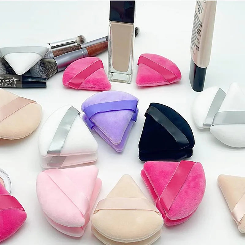 Triangle Velvet Makeup Sponges Set - Reusable Face Powder Blenders, Lightweight Cosmetic Tools