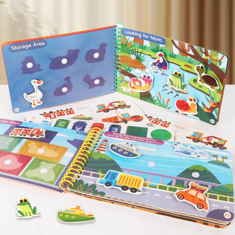 Children Busy Book 4 Themes Sticker Activity Book Educational Montessori Toy