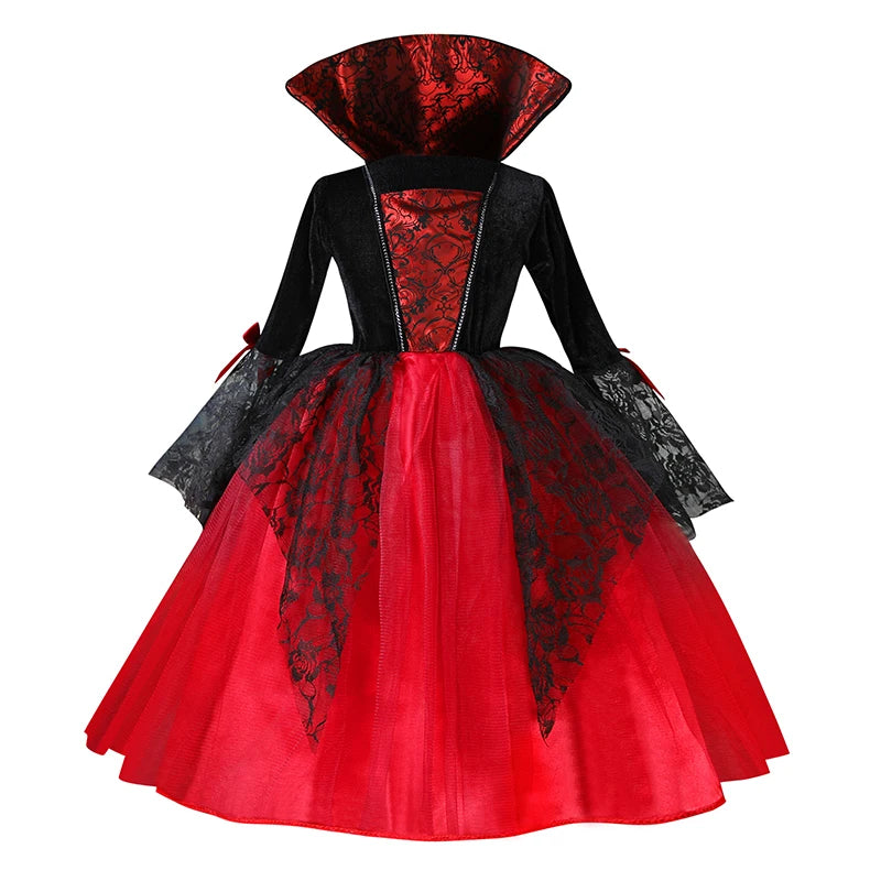 Kids Vampire Costume Dress for Halloween Girls Gothic Ghost Party Outfit