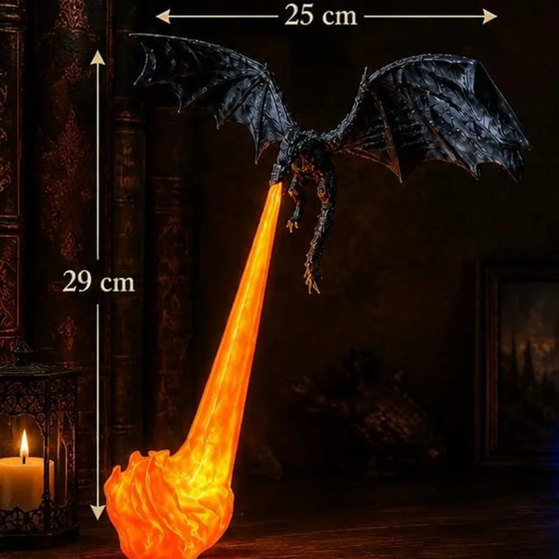 Fire Breathing Dragon Book Nook Light - 3D Printed Flying Dragon Shelf Decor