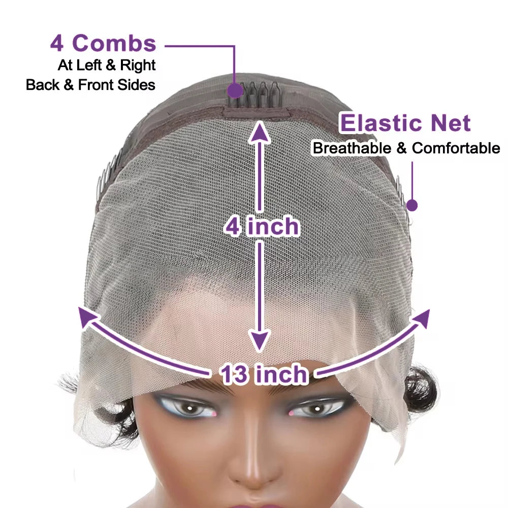 Pixie Cut Wigs for Black Women Human Hair Short Lace Front Bob Wigs T Part 13x4