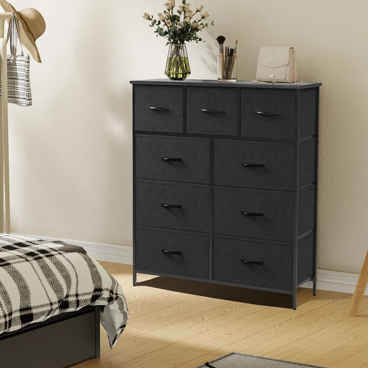 9-Drawer Fabric Storage Dresser for Bedroom Closet Organizing Furniture