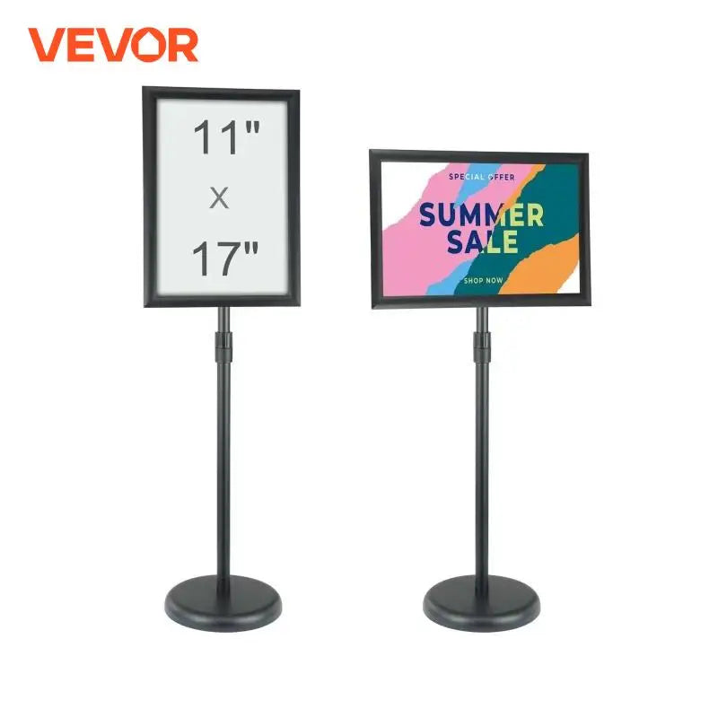 Adjustable Floor Sign Holder for 11x17 Posters - Heavy Duty Indoor Outdoor Display Stand