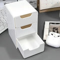 3-Tier Plastic Cosmetic Storage Box Organizer with Drawers for Jewelry & Office Supplies