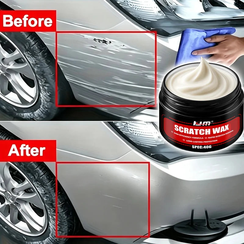 Car Scratch Remover Wax Kit - Auto Body Polish & Swirl Mark Cleaner, 40g