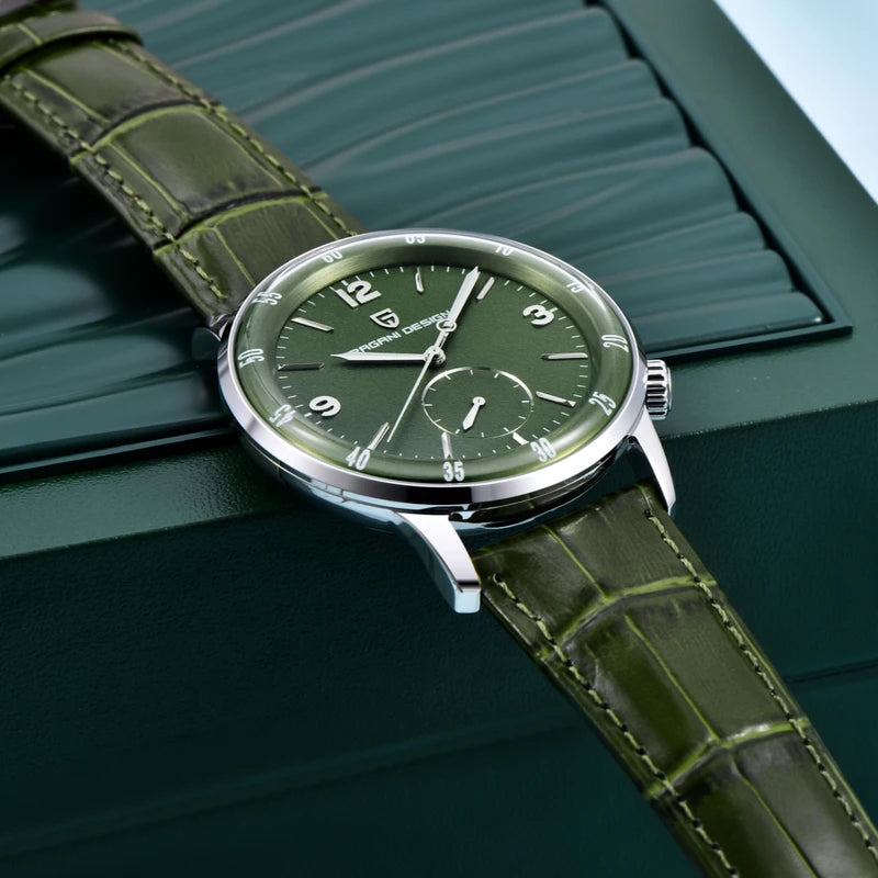 Men's Mechanical Watch 42MM Waterproof Leather Band Sapphire Glass