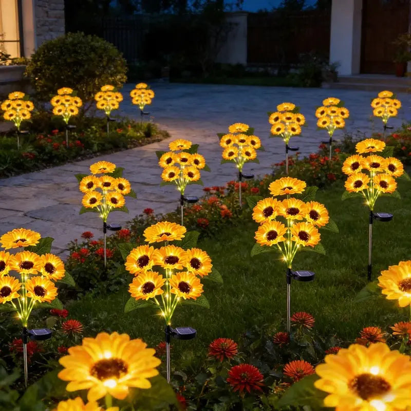 Solar Fairy Garden Lights Outdoor Waterproof Sunflower Stake Lights for Yard Patio Lawn Pathway
