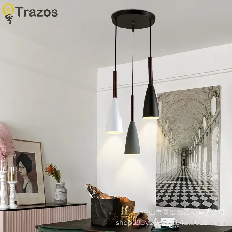 Nordic Style Modern Chandelier for Living Room Bedroom Kitchen Black White Gray