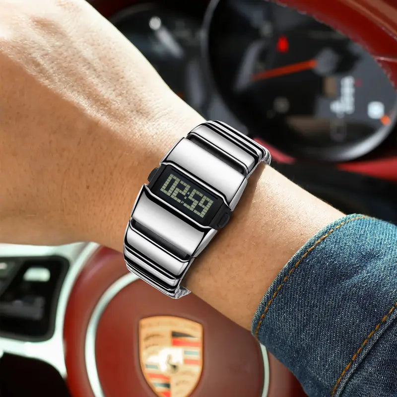 Digital Men’s Sports Watch Waterproof Alarm Date Stainless Steel Sport Watch