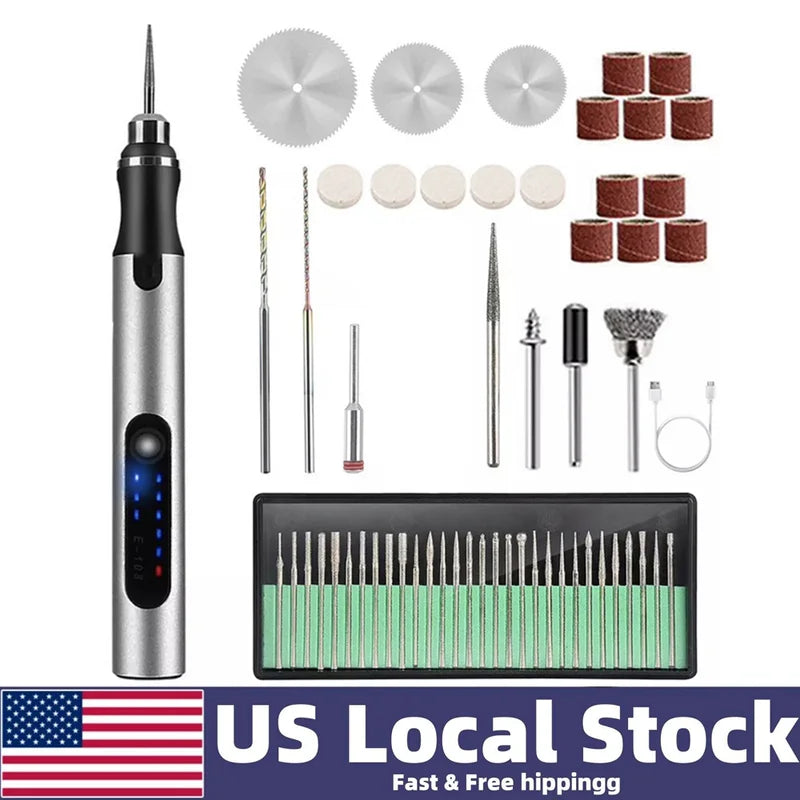 Mini Electric Engraving Pen Kit with 58/74/83 PCS Rotary Tools & USB Charging