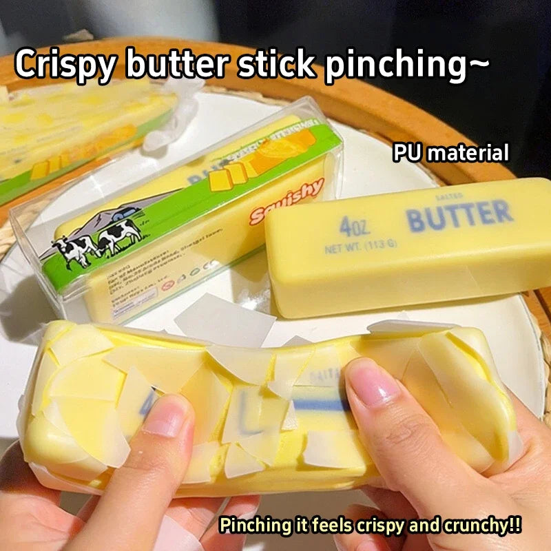 Crunchy Butter Bar Squishy Stress Relief Toy - ASMR Sensory Fidget for Adults