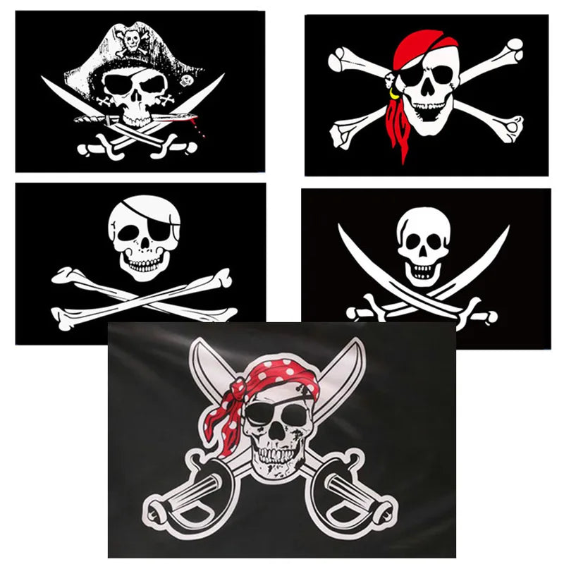 Pirate Flag Wall Banner Halloween Decoration Skull Crossbones Polyester Fabric