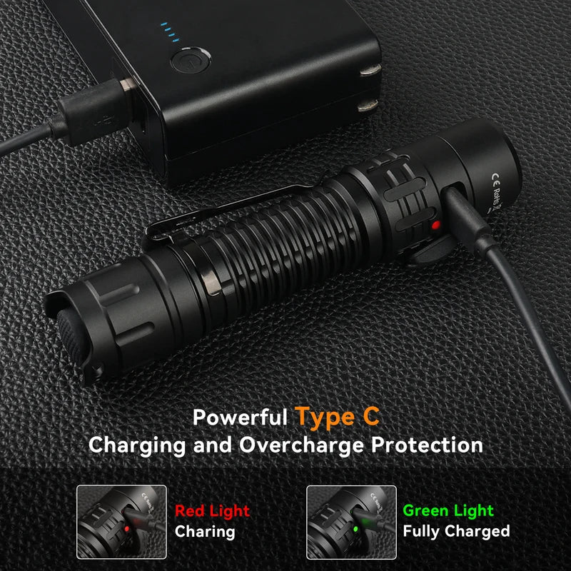 LED Tactical Flashlight 2000 Lumens Rechargeable 18650 Outdoor Camping Hiking