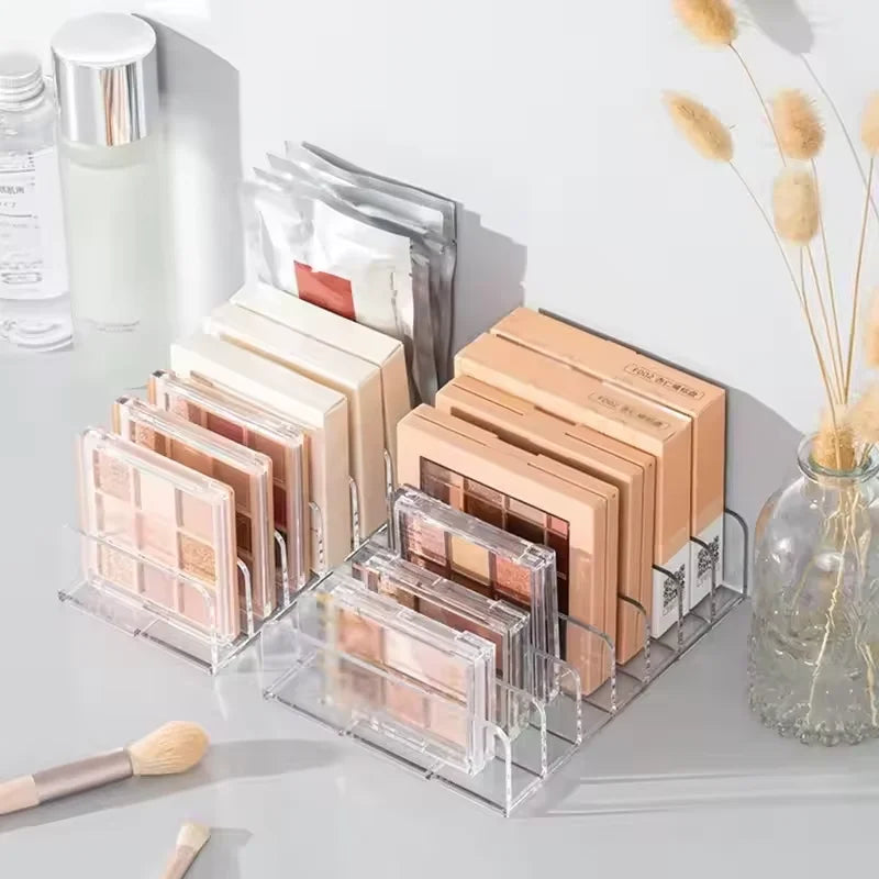 7-Compartment Clear Makeup Organizer Box for Cosmetics Storage Shelf