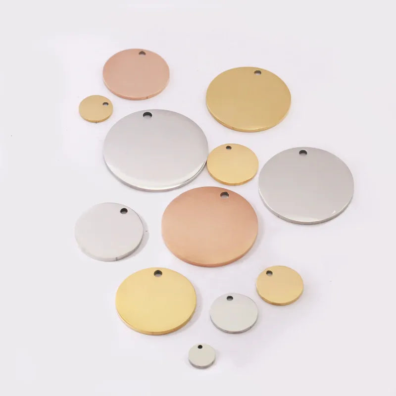 Mirror Polished Stainless Steel Circle Charms for Jewelry Making - 8-30mm