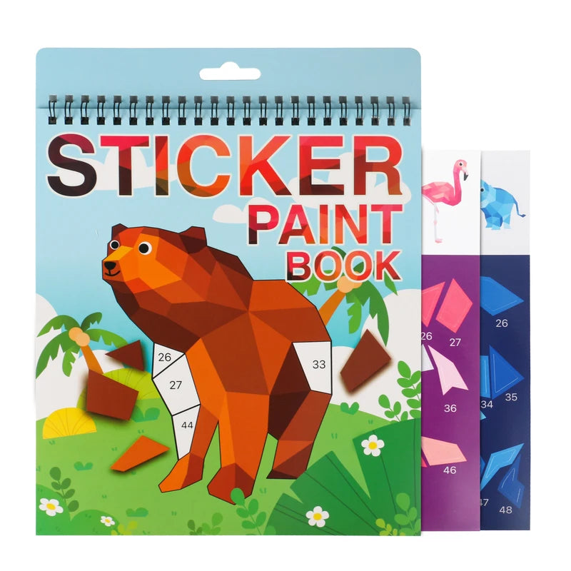 Kids Sticker Book with Number Puzzles – Educational Activity Book for Ages 4-8, 7 Animal Pages