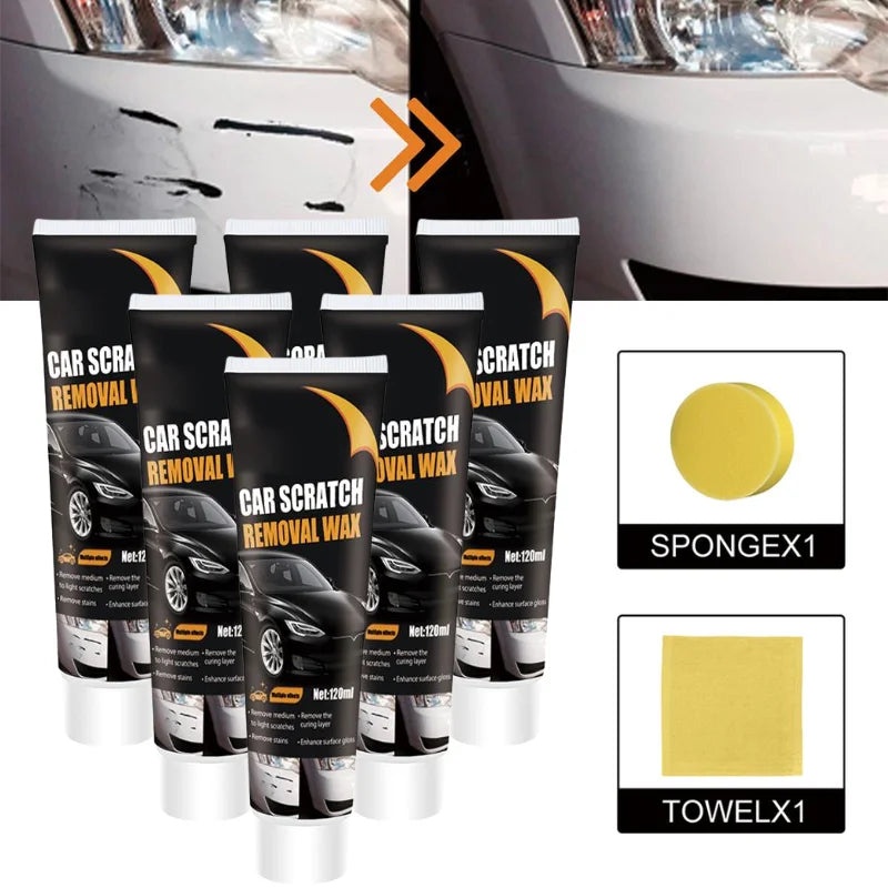 Car Scratch Repair Wax Kit 120ml for Surface Scratches Auto Paint Polish with Sponge & Towel