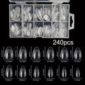 240 Pieces Half-Matte XXS Almond-Shaped Full Cover Soft Gel Nail Tips - Extra Short Nail Bed