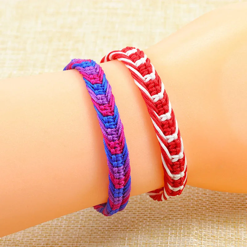 Multicolor Woven Friendship Bracelets - Ethnic Boho Braided String Jewelry