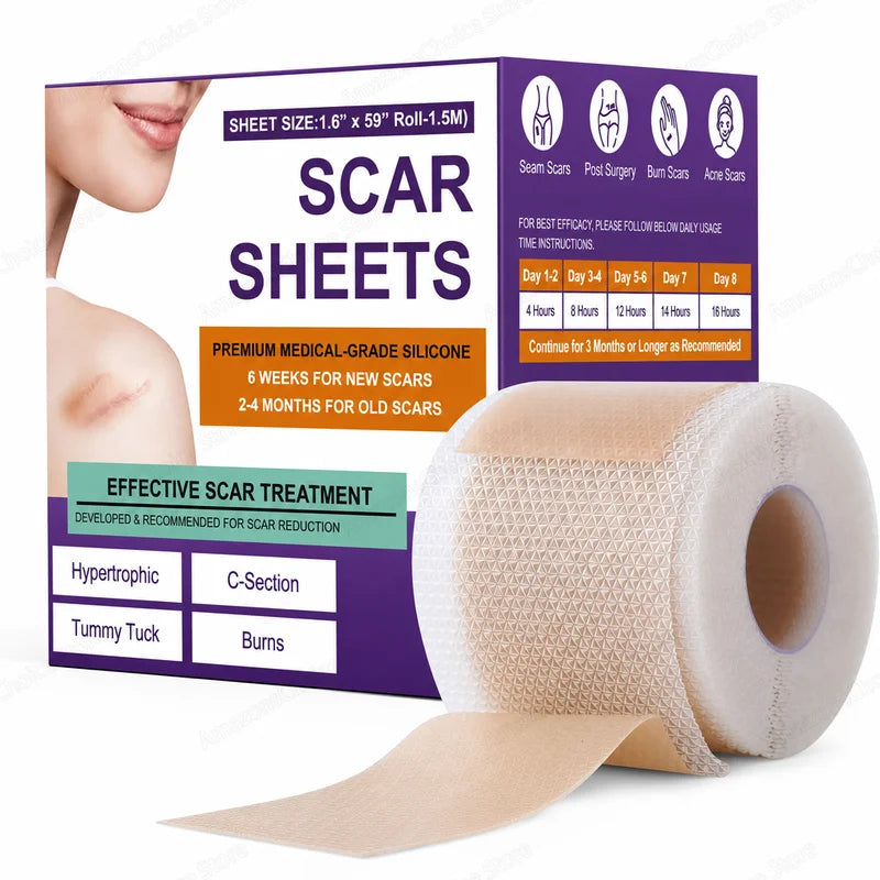 Silicone Scar Removal Sheets - Keloid, Acne, Burn Treatment, 0.5M-3M Size