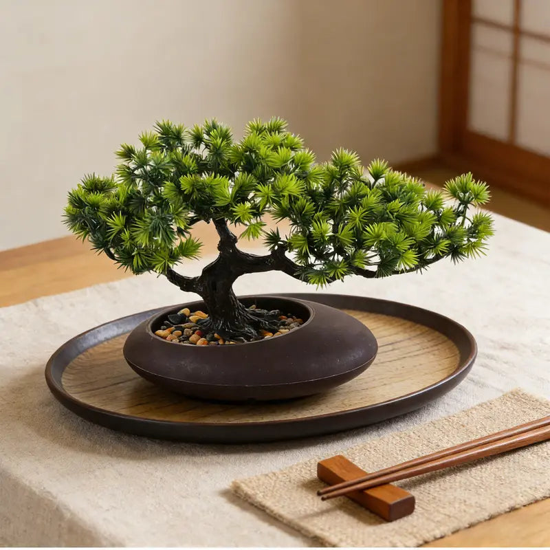 Artificial Bonsai Tree for Sushi Plate Decor - Faux Japanese Pine Tree in Pot