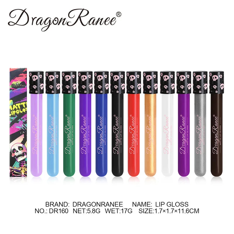 12-Color Halloween Lip Gloss Makeup Set Waterproof Matte Lipstick for Holiday Cosplay