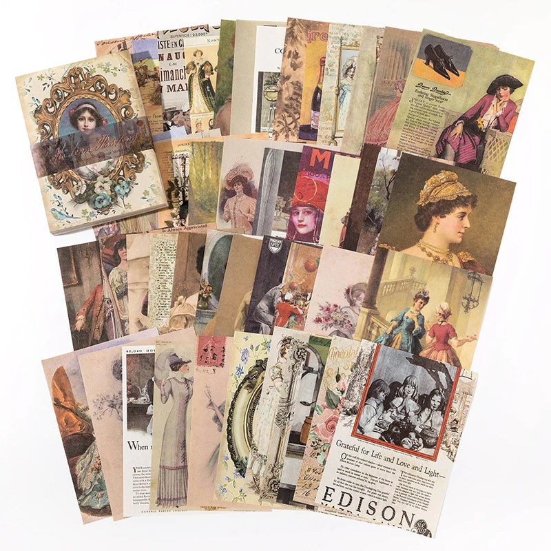 100 pcs Vintage Scrapbooking Paper Set for DIY Album & Craft Projects - Multiple Colors
