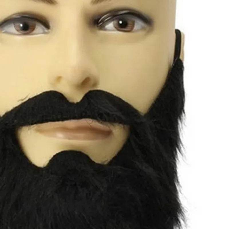 Fake Beard and Mustache Costume Prop - Synthetic Fiber Elastic Band, Multiple Colors