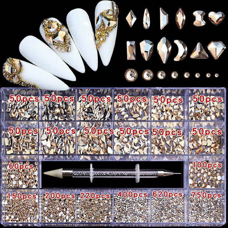 Multi-Style Nail Art Diamond Rhinestones Flat Bottom DIY Nail Jewelry
