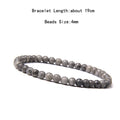 Natural Stone Beaded Bracelet 4mm Quartz Agate Lava Rock Tiger Eye Onyx Healing Jewelry