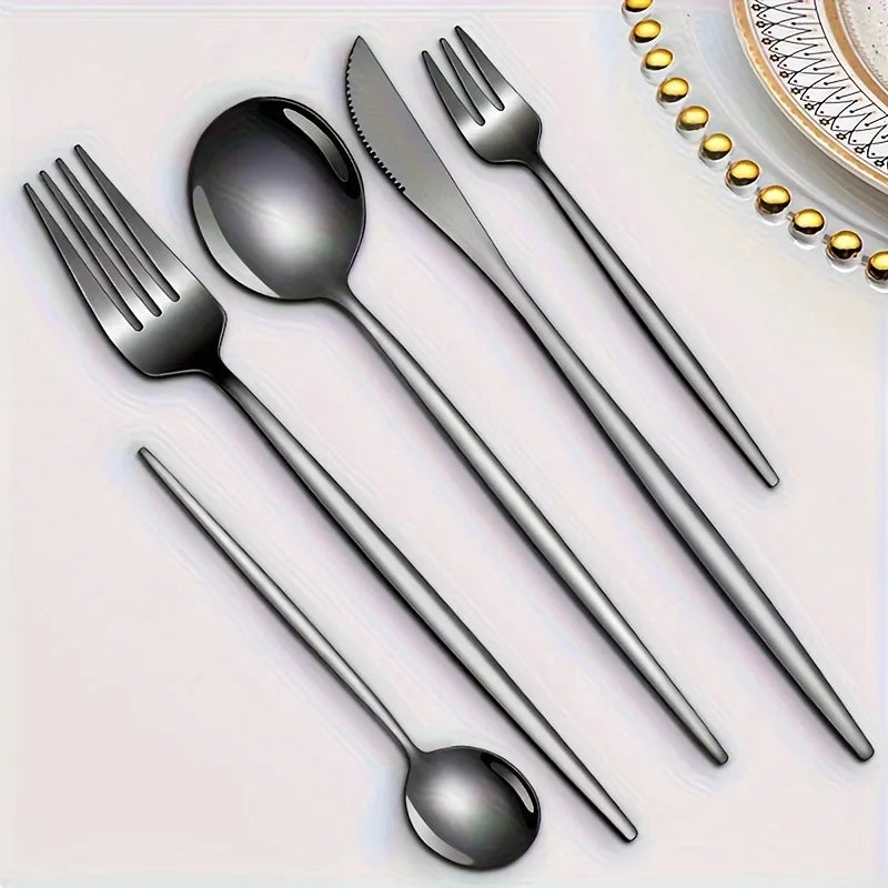 60pcs Stainless Steel Cutlery Set - Golden Mirror Finish, Dishwasher Safe, Gift Box