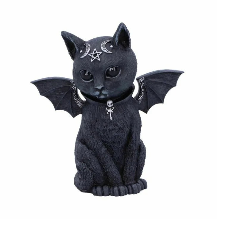 Halloween Cat Resin Ornament Set - Animal Sculpture for Garden & Home Decor