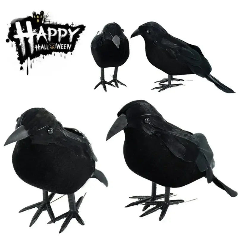 Lifelike Black Crow Garden Ornament for Pest Control Halloween Yard Decor
