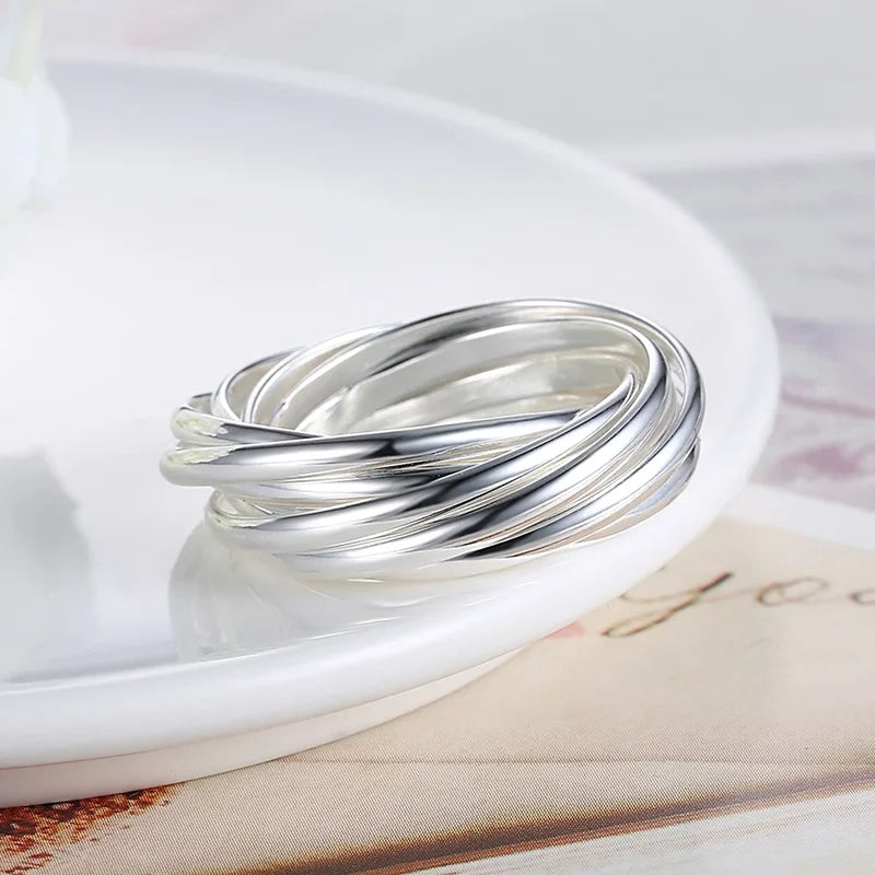 Sterling Silver Five Circles Ring for Women - Elegant Jewelry Gift