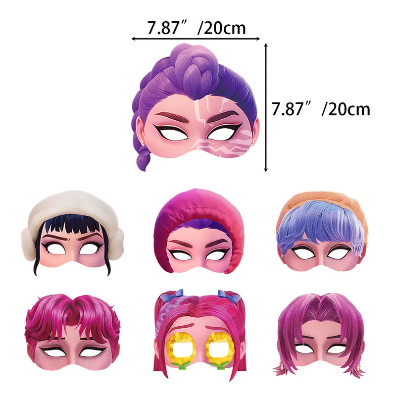 12pcs Party Paper Masks Set for Photo Booths Kpop Girl Group Style Fun Masks