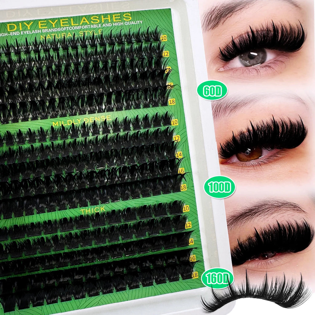Thick Spiky False Eyelash Clusters 10-18mm Voluminous DIY Eyelash Extensions