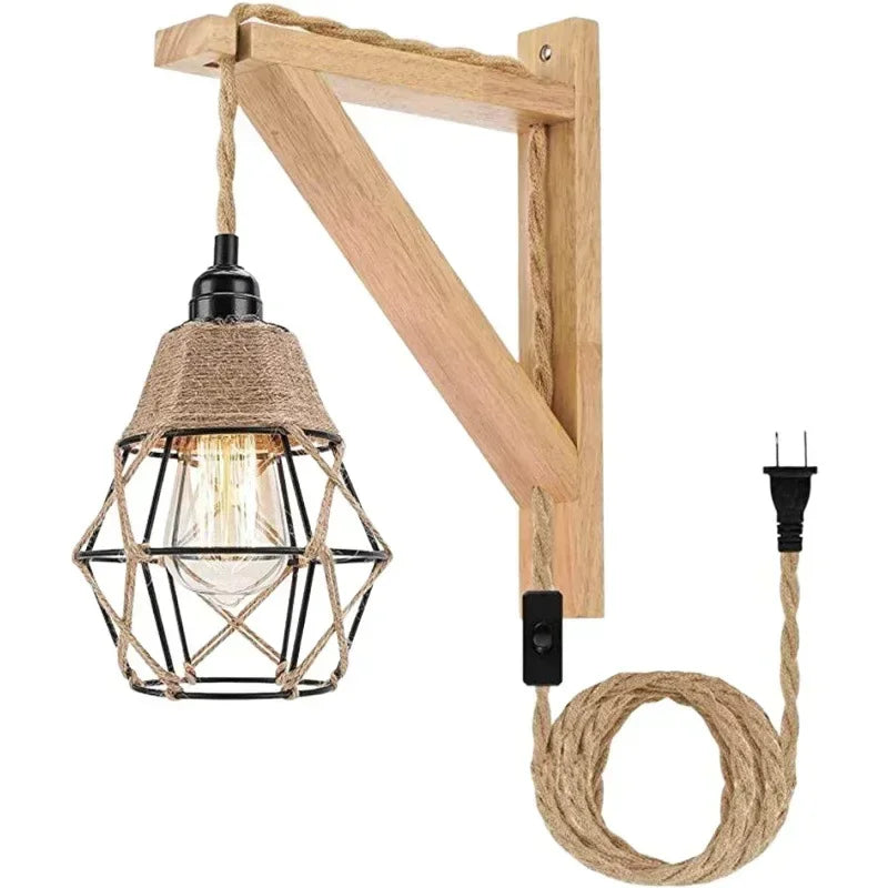 Retro Wall Lamp with Cross Border Iron Art for Bedroom Living Room Home Decor