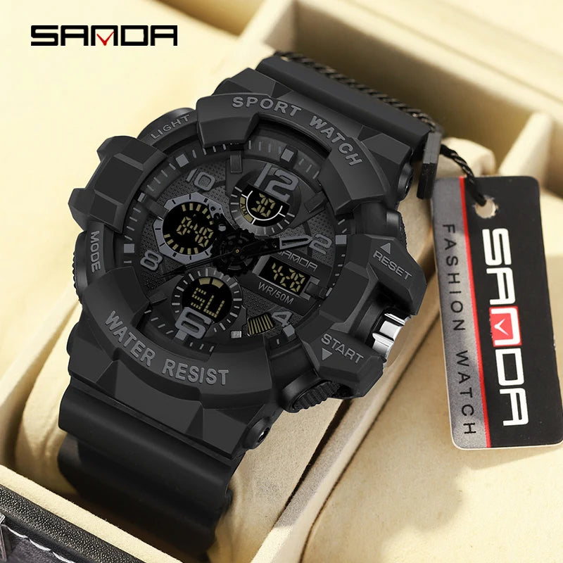 Digital Military Sports Watch for Men Waterproof Shock-Resistant Electronic Wristwatch