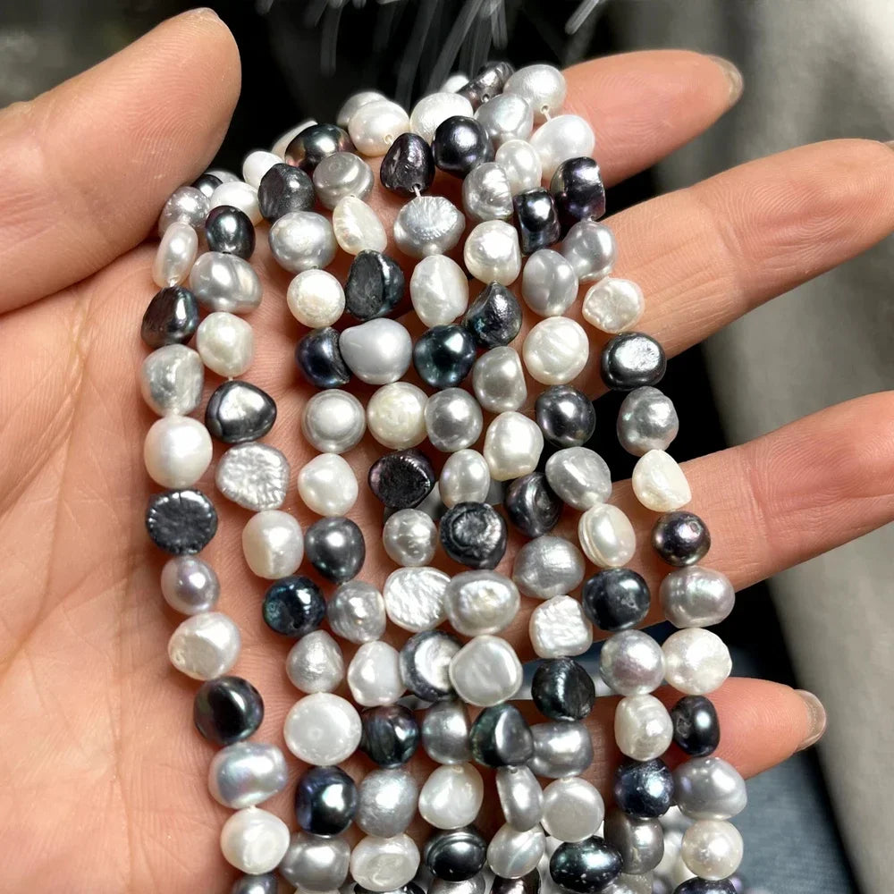 Natural Freshwater Pearl Beads 7-8mm Irregular Colored Beads for Jewelry Making - 18cm