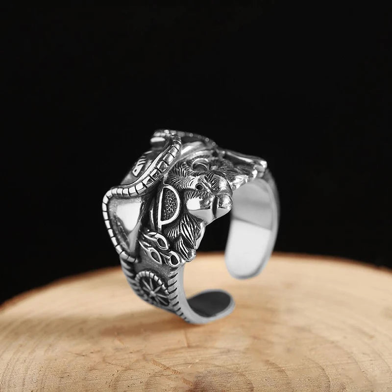Unisex Retro Pirate Cat Ring - Silver Punk Gothic Adjustable Jewelry