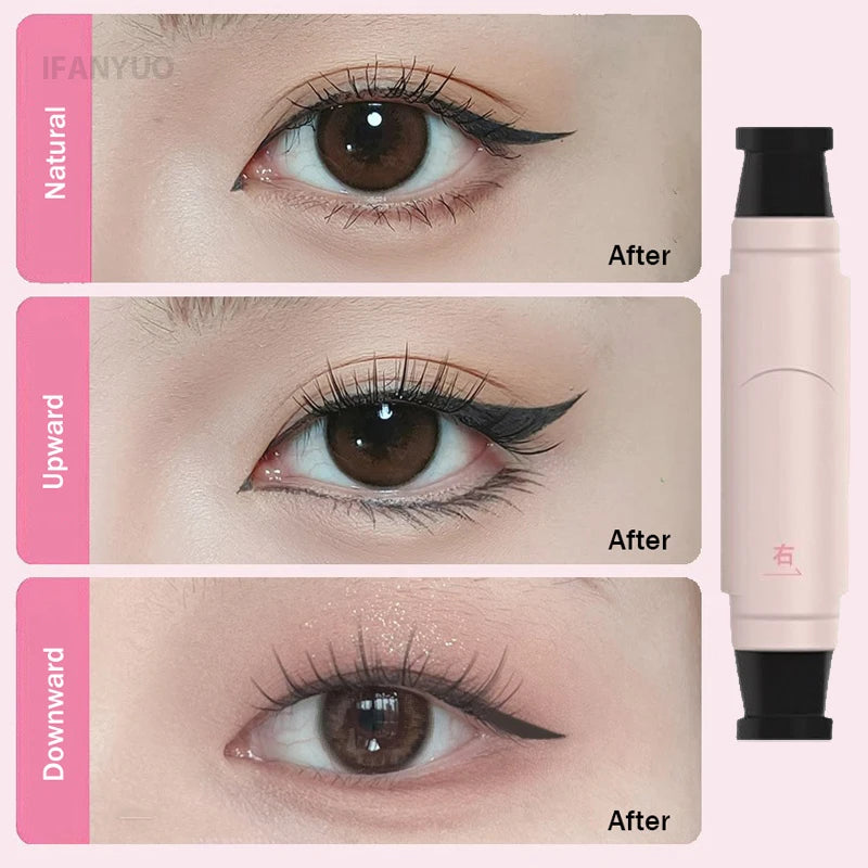 Waterproof Liquid Eyeliner Pen with Integrated Stamp for Precise Symmetrical Eye Makeup