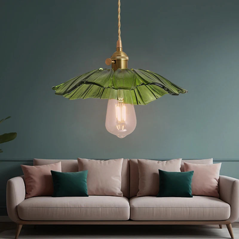 Modern Flower Glass Pendant Light Fixture for Living Room & Bedroom