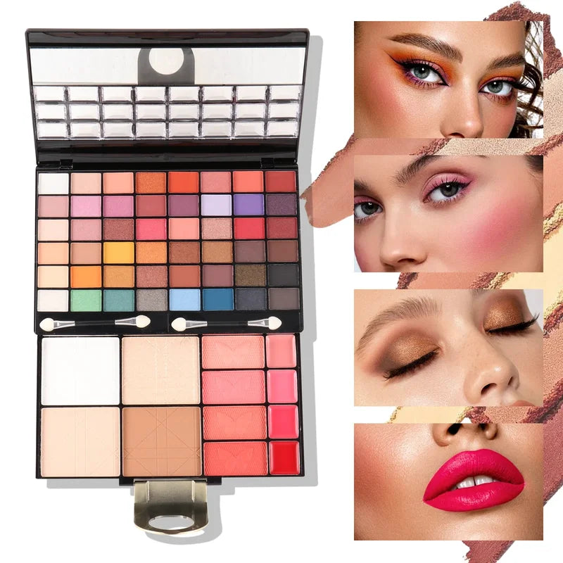 Pro Makeup Kit for Women All-in-One Eyeshadow Eyebrow Lipstick & Brush Set