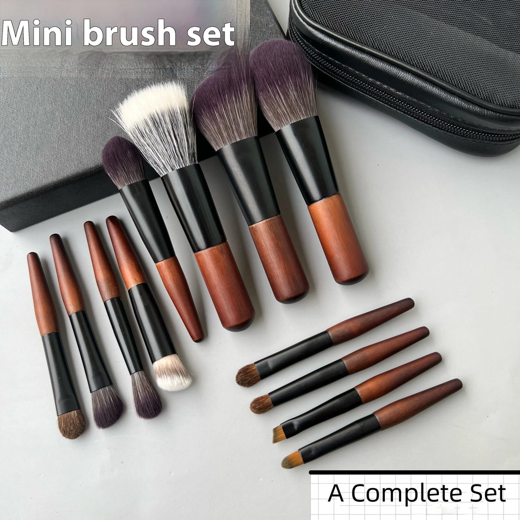 12 Pcs Makeup Brush Set with Travel Bag - Eyeshadow, Blush, Foundation Tools