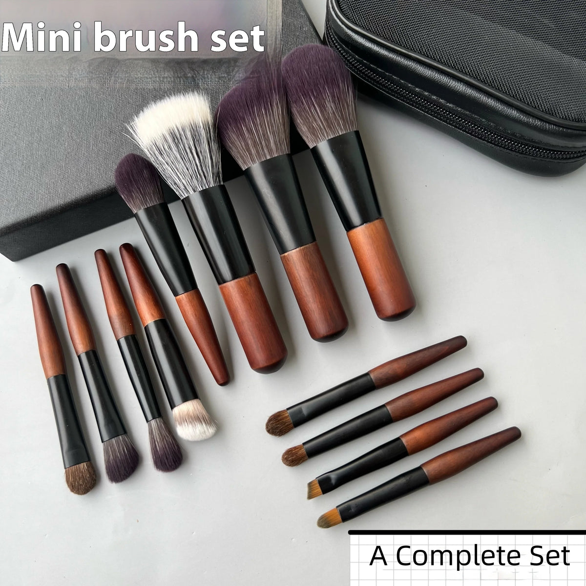 12 Pcs Makeup Brush Set with Travel Bag - Eyeshadow, Blush, Foundation Tools