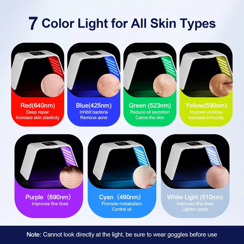 7-Color LED Photon Skin Rejuvenation Machine Foldable Face and Body Light Therapy Device