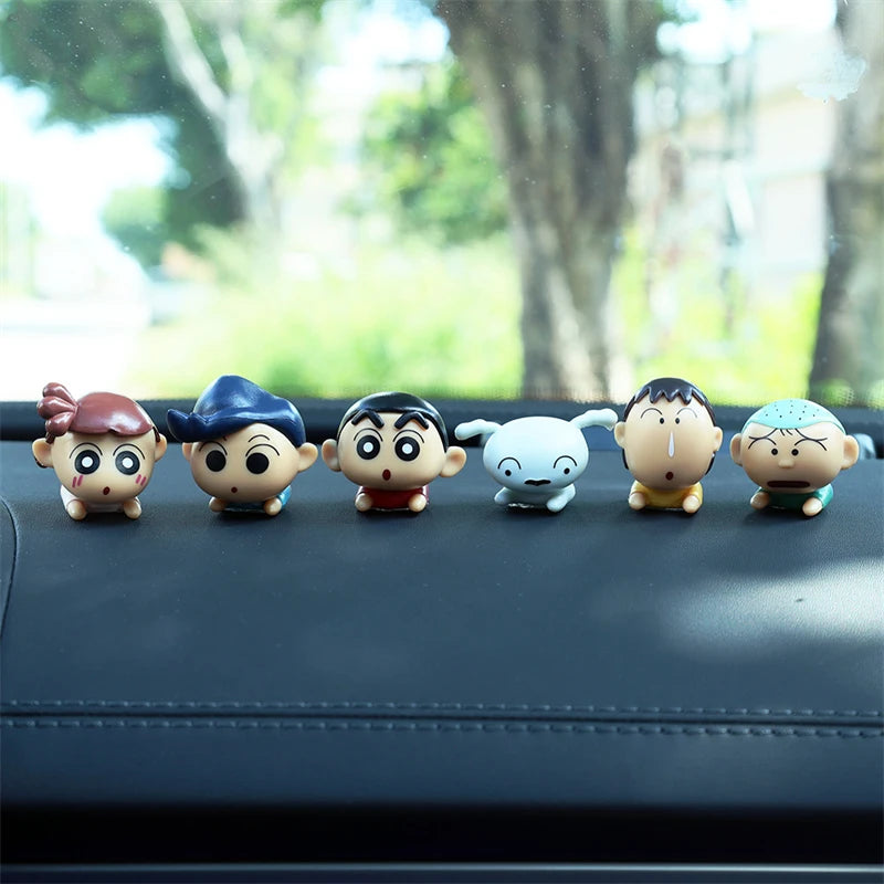 6Pcs Cartoon Action Figures Set - Kawaii PVC Mini Dolls for Desk & Car Decor