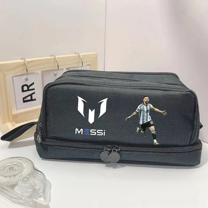Football Star Pencil Case Large Capacity Multi-Layer Organizer for Students