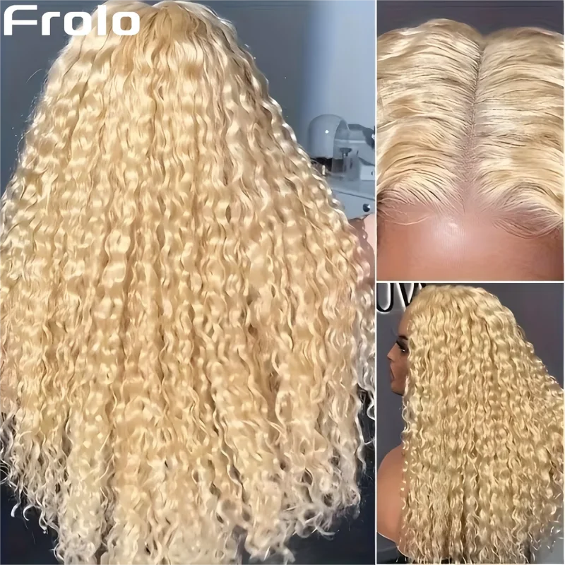 Blonde Lace Front Wigs 13X6 HD Transparent Human Hair 40 Inch Deep Wave, 250 Density