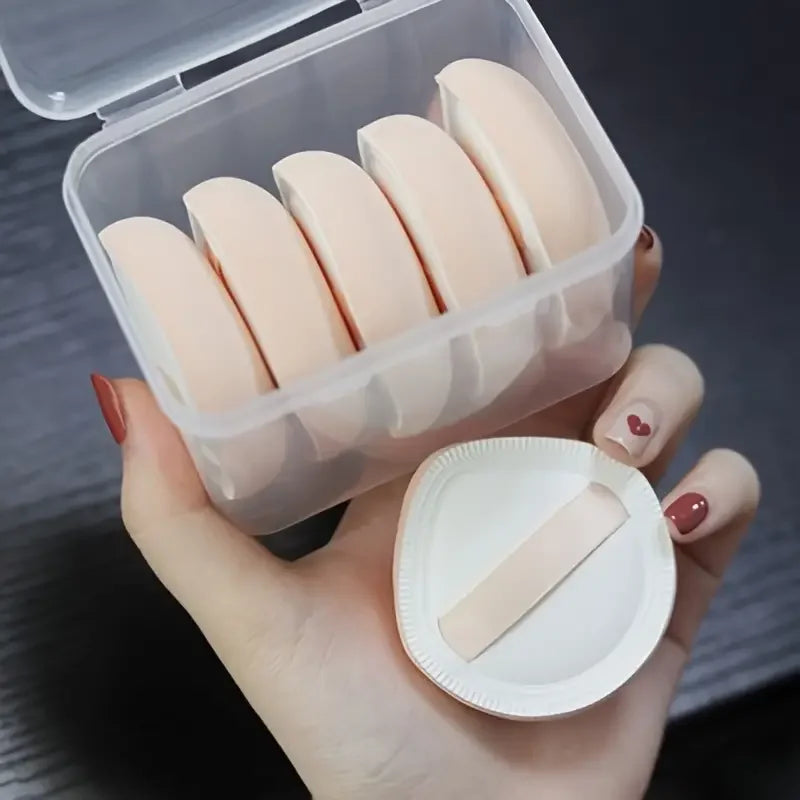 5pcs Portable Makeup Powder Puff Set Drop Shape Blenders for Travel & Beauty